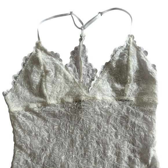 AllSaints White Lace Erity Bodysuit Adjustable Straps Racerback Size 6 Snaps - Picture 5 of 9
